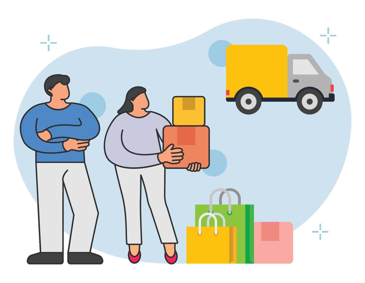 Couple doing shopping for wedding illustration vector