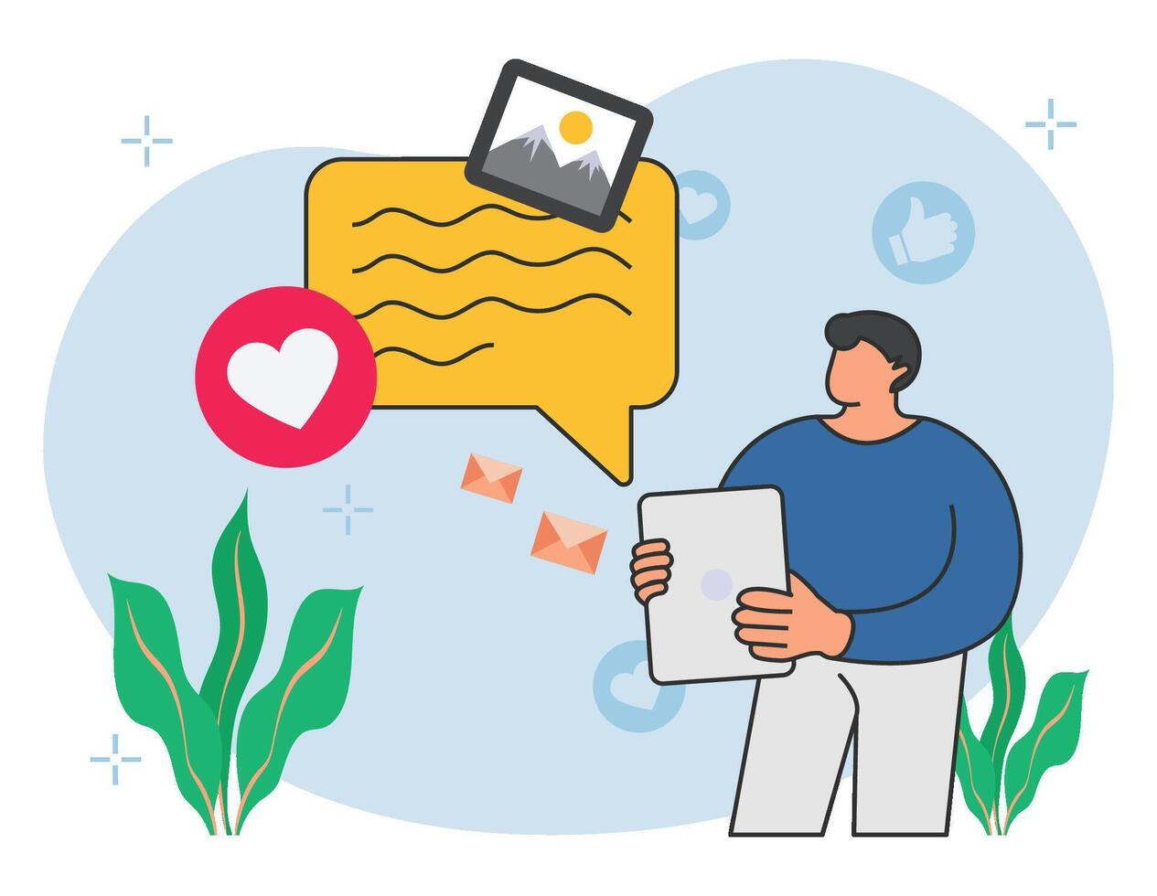 Employee gives speech in meeting illustration vector