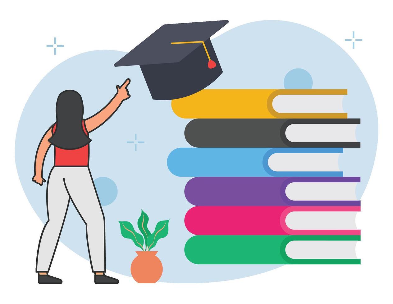 Girl showing graduation book illustration vector