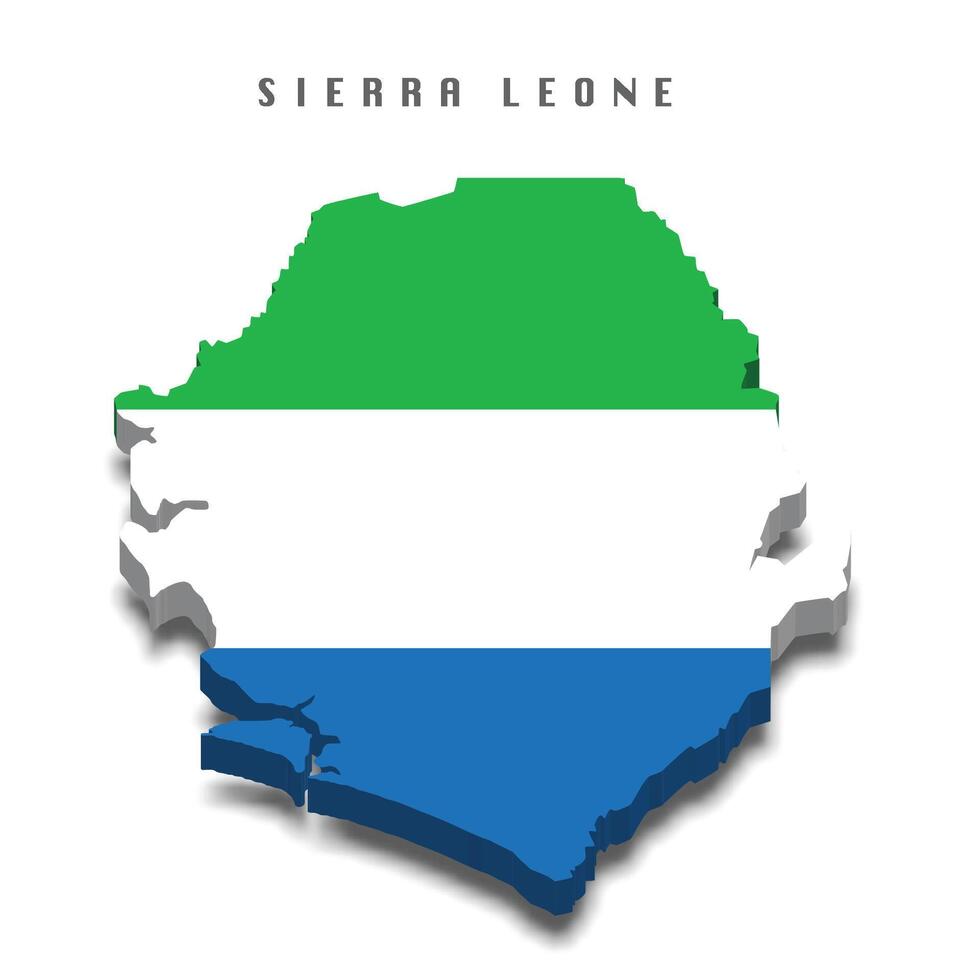 Sierra Leone 3d flag map on white background vector