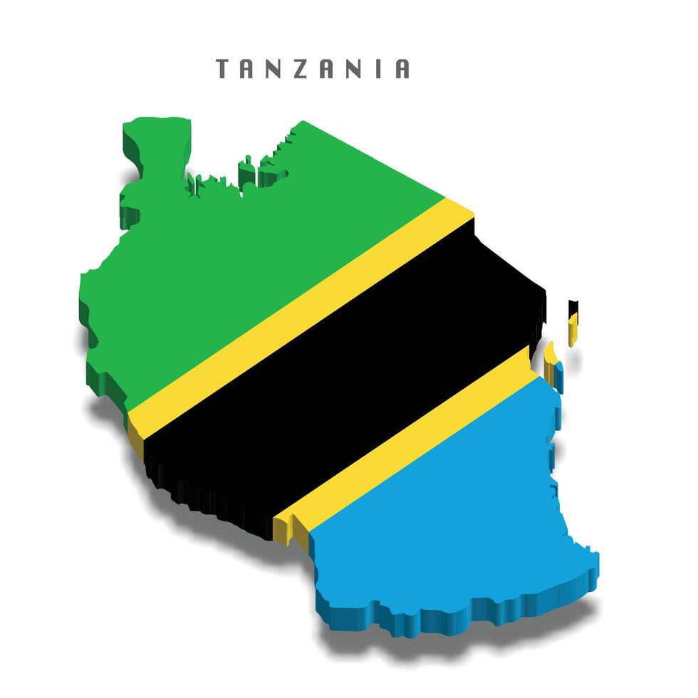 Tanzania 3d flag map on white background vector