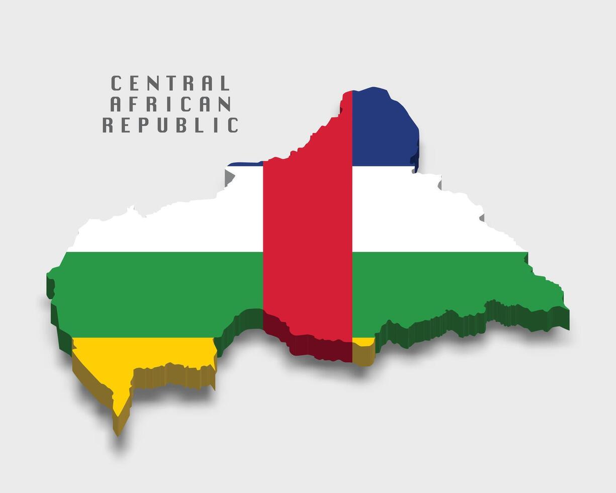 Central African Republic 3d flag map on grey background vector