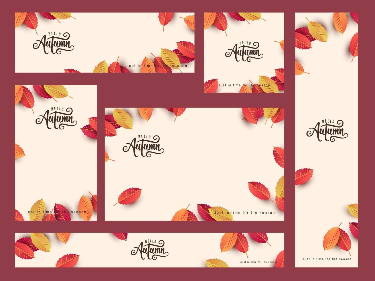 Autumn web banner background template decorate with autumn leaves and calligraphy of Autumn vector
