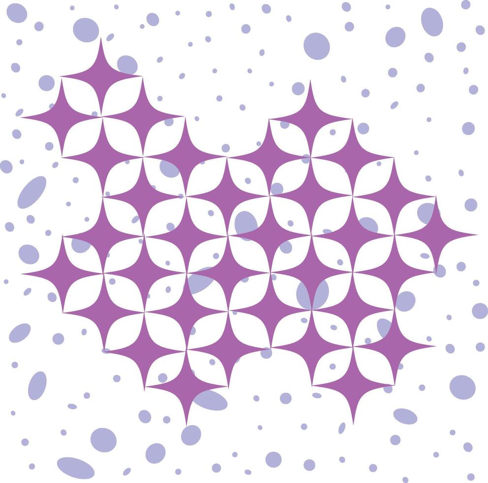 Geometric pattern of dots and stars on a purple background vector