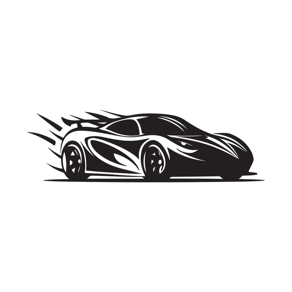 Race car symbol logo template, stylized silhouette Stock Design vector
