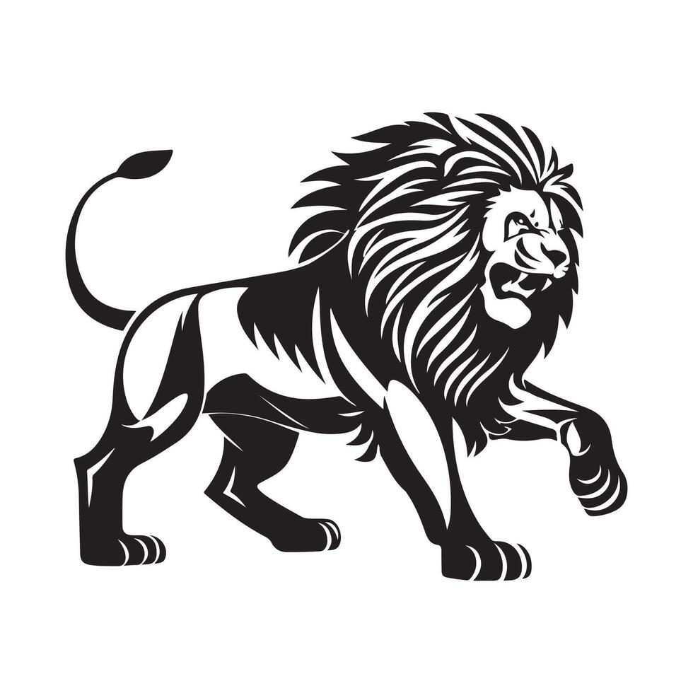 Lion logo design illustration, emblem design silhouette isolated on white background vector