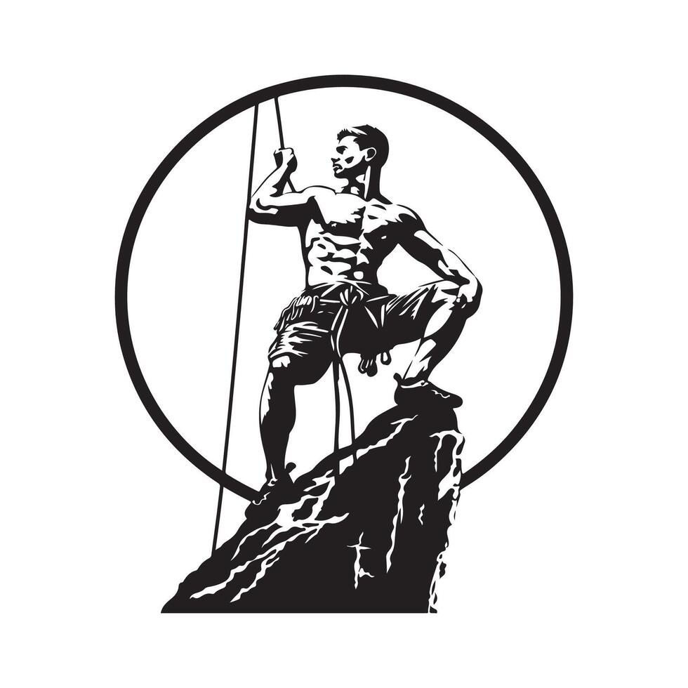 Rock climbing logo design. Climbing Mountain Silhouette image isolated on white vector