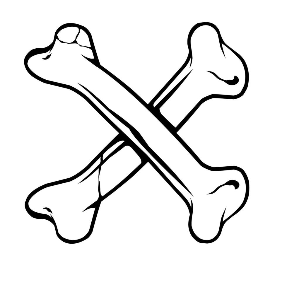 Crossed bones illustration hand drawn icon isolated vector