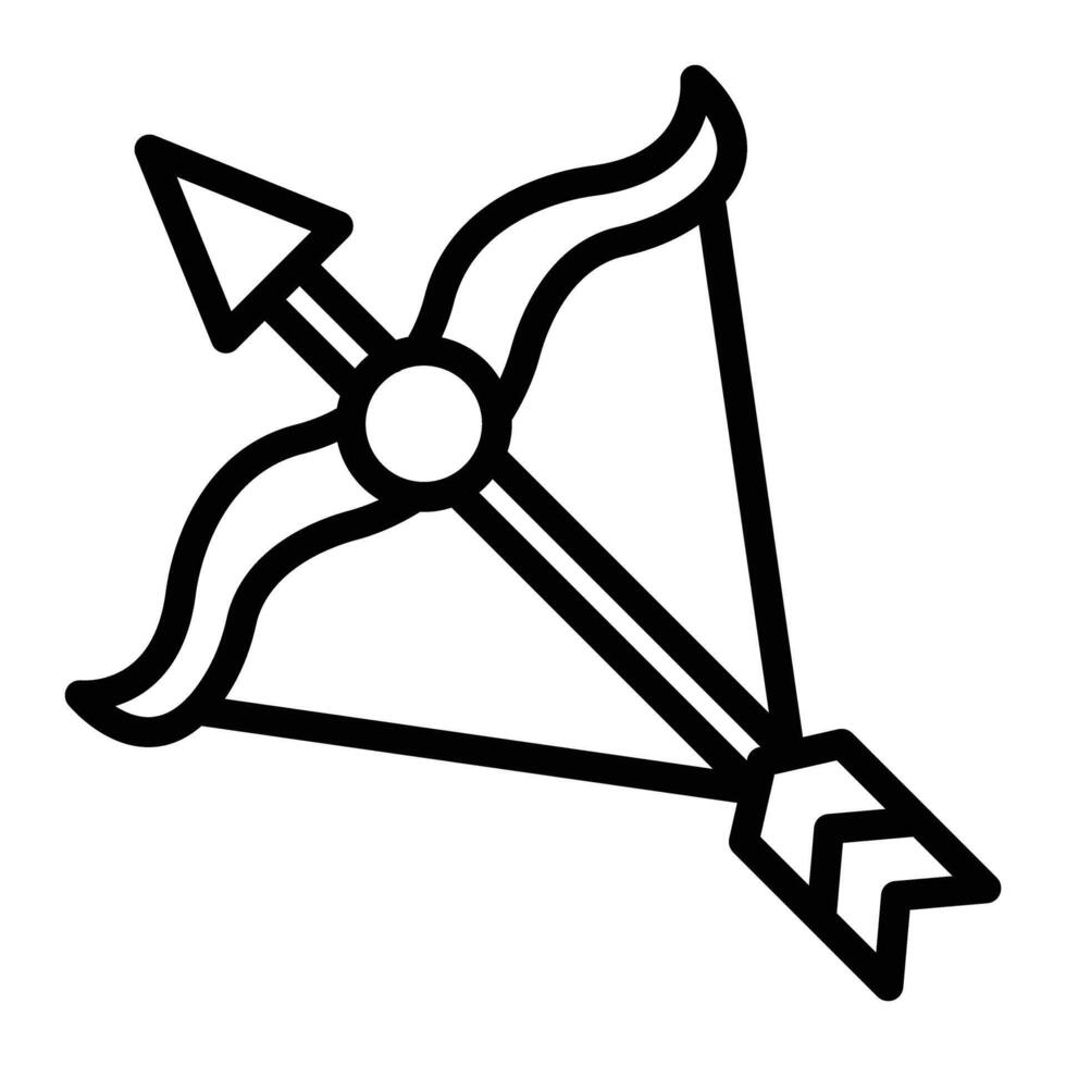 Bow And Arrow Line Icon Design vector