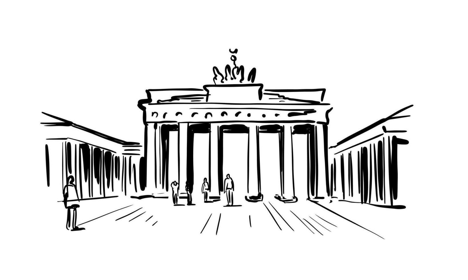 Drawing sketch illustration of Brandenburg Gate. vector