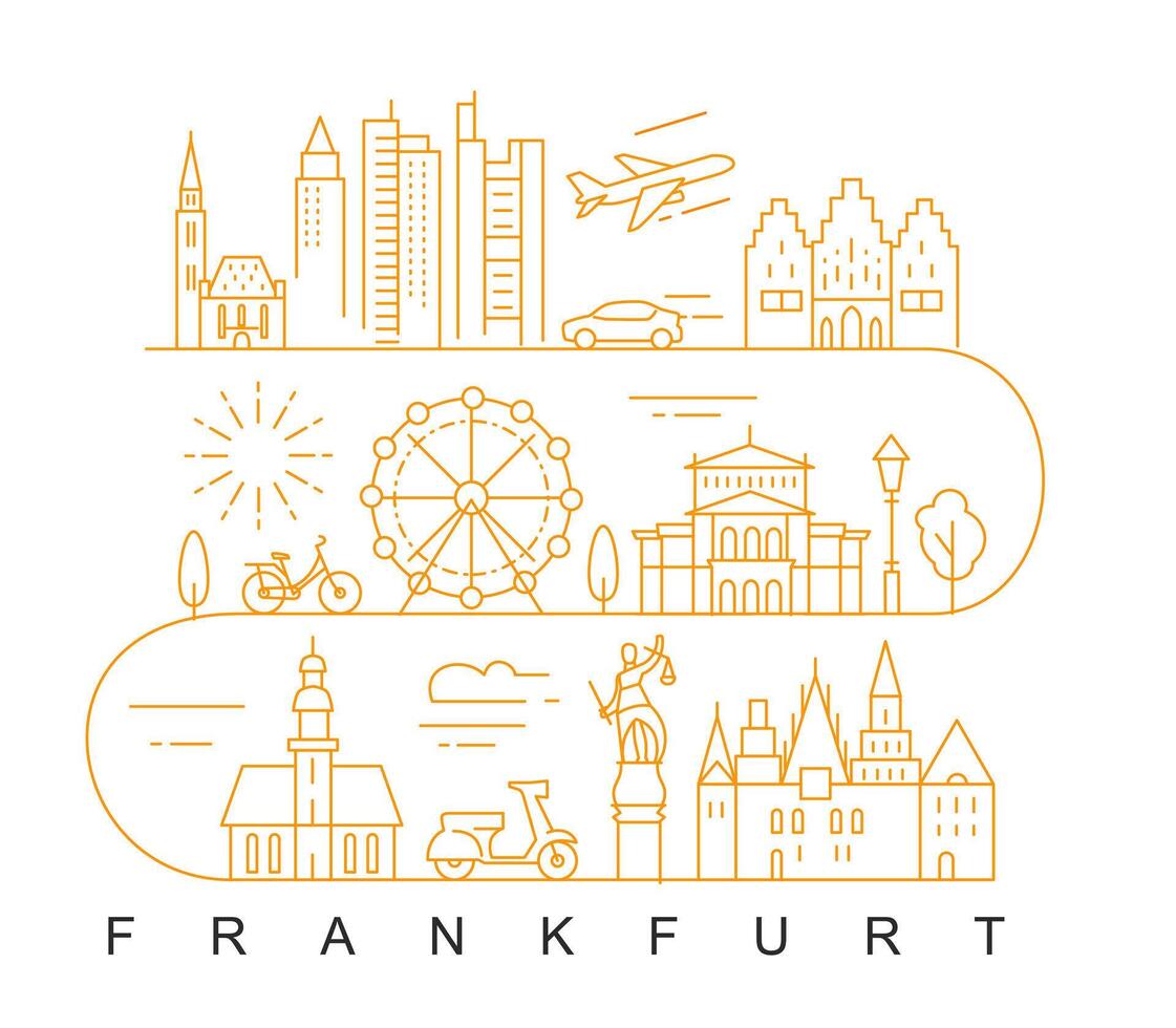 city of Frankfurt in outline style on white vector