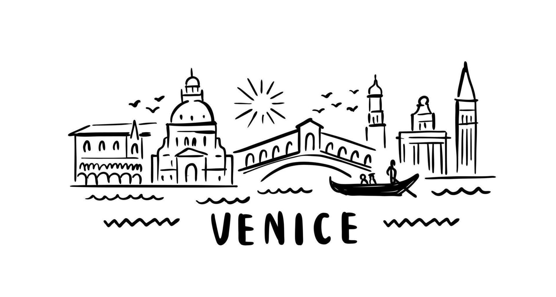 city of Venice in sketch style on white vector