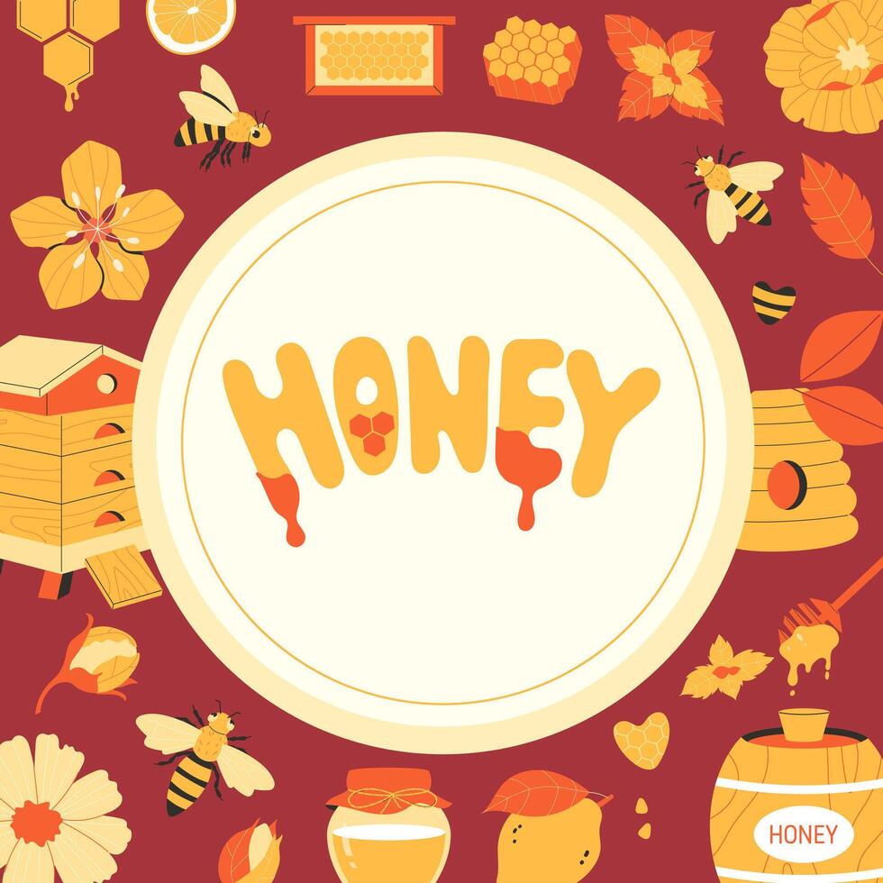 Honey background. Honey natural product background design. hand drawn honey banner vector