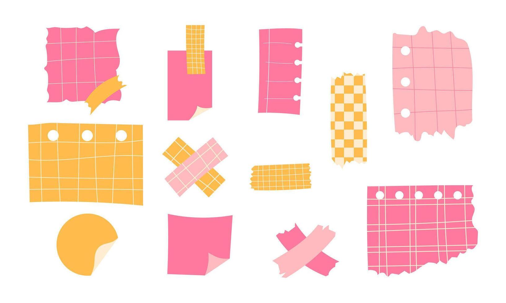 Set of stickers for notes. Paper notes for planner, diary, notepad vector