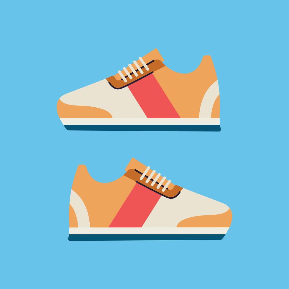 trendy flat casual sneakers shoes illustration vector