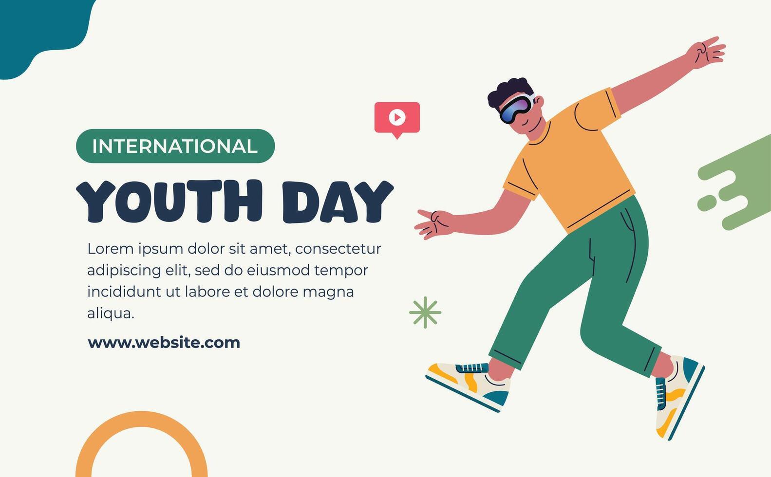 Flat banner template horizontal international youth day design vector