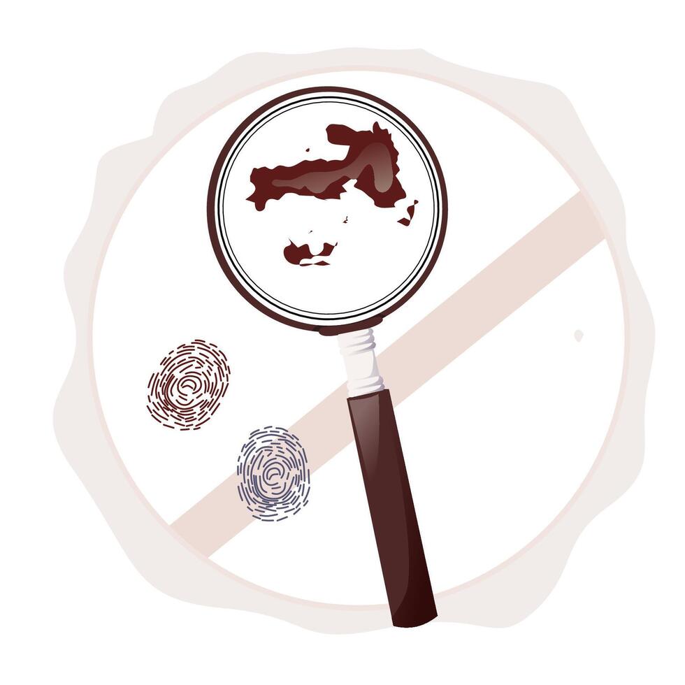 Magnifying and fingerprint for detective tool vector