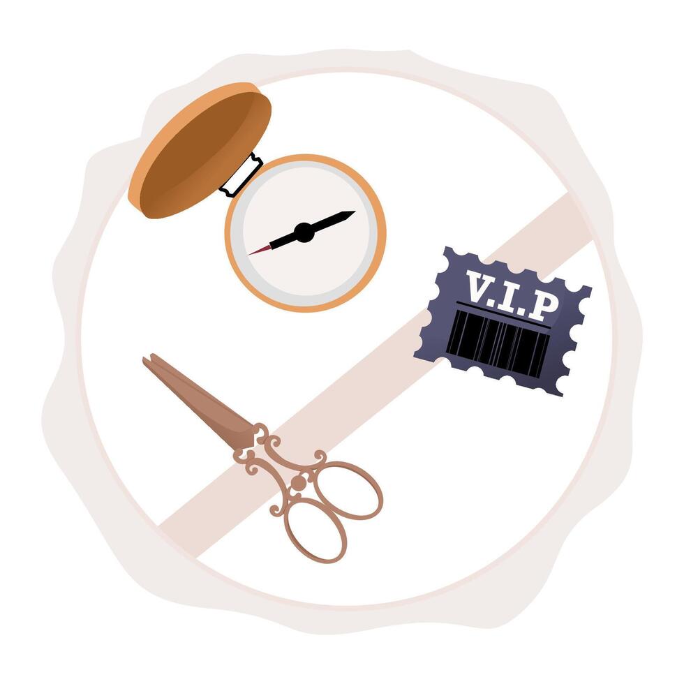 Compas ticket and ticket vip for detective tool vector