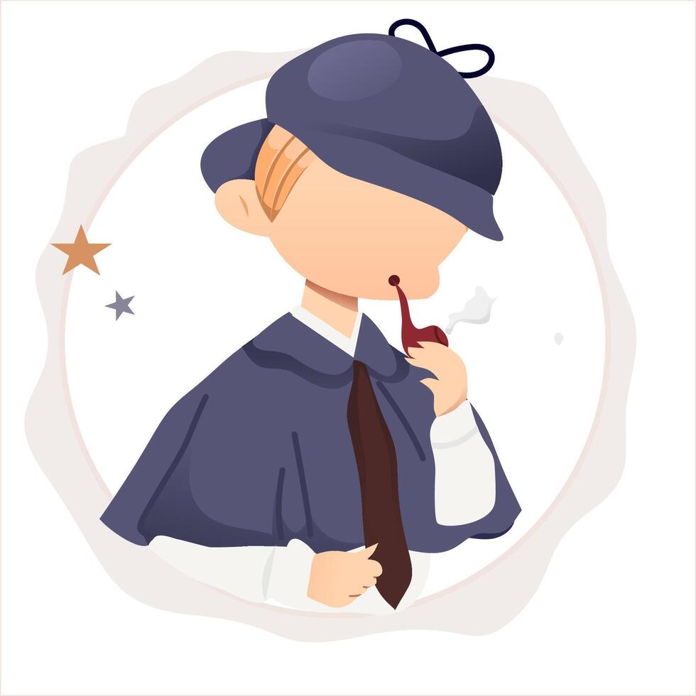 Detective man with cigarrete vector