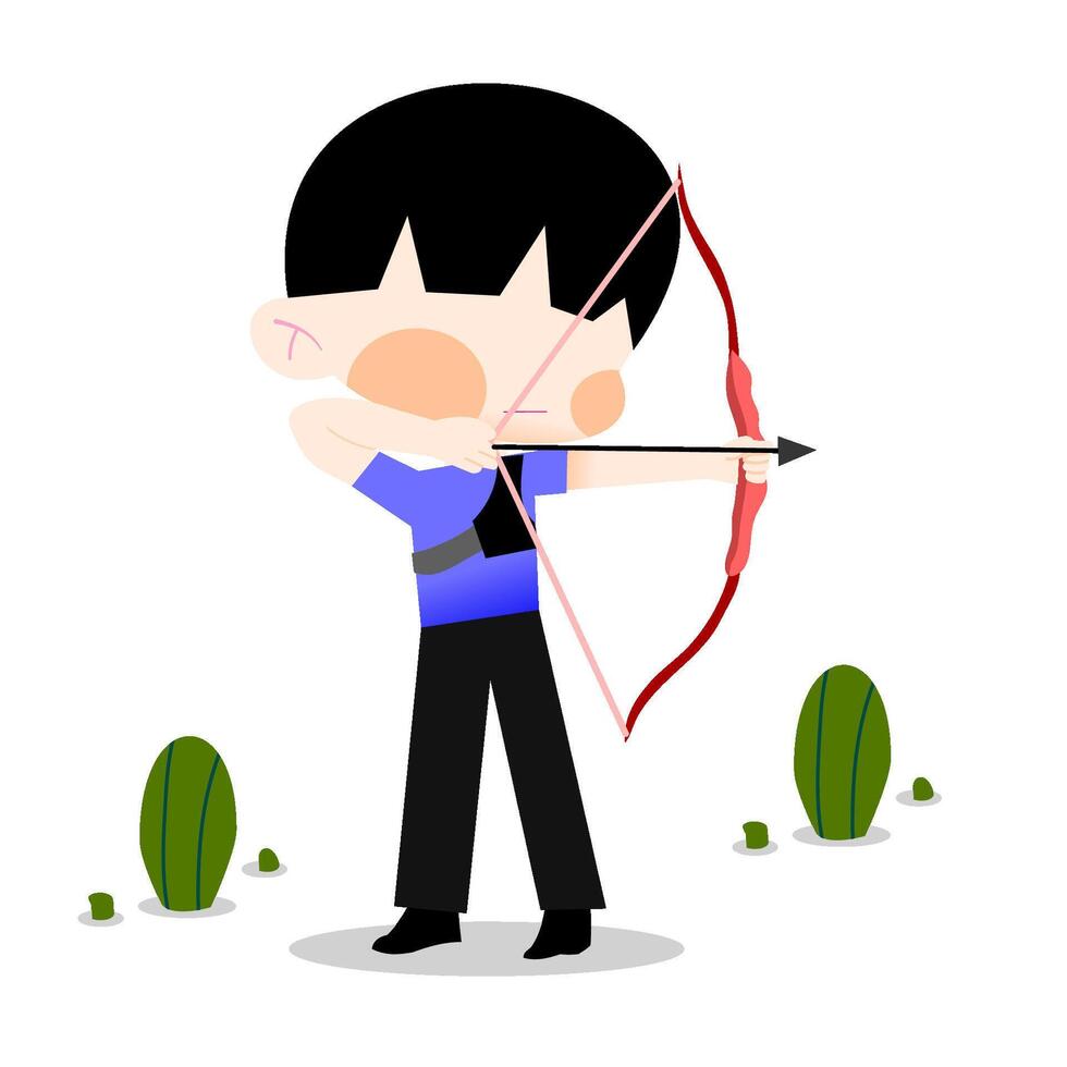 Archery man with blue t shirt vector