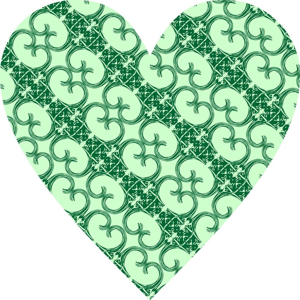 Heart-shaped ornament design, consisting of many patterns and colors vector