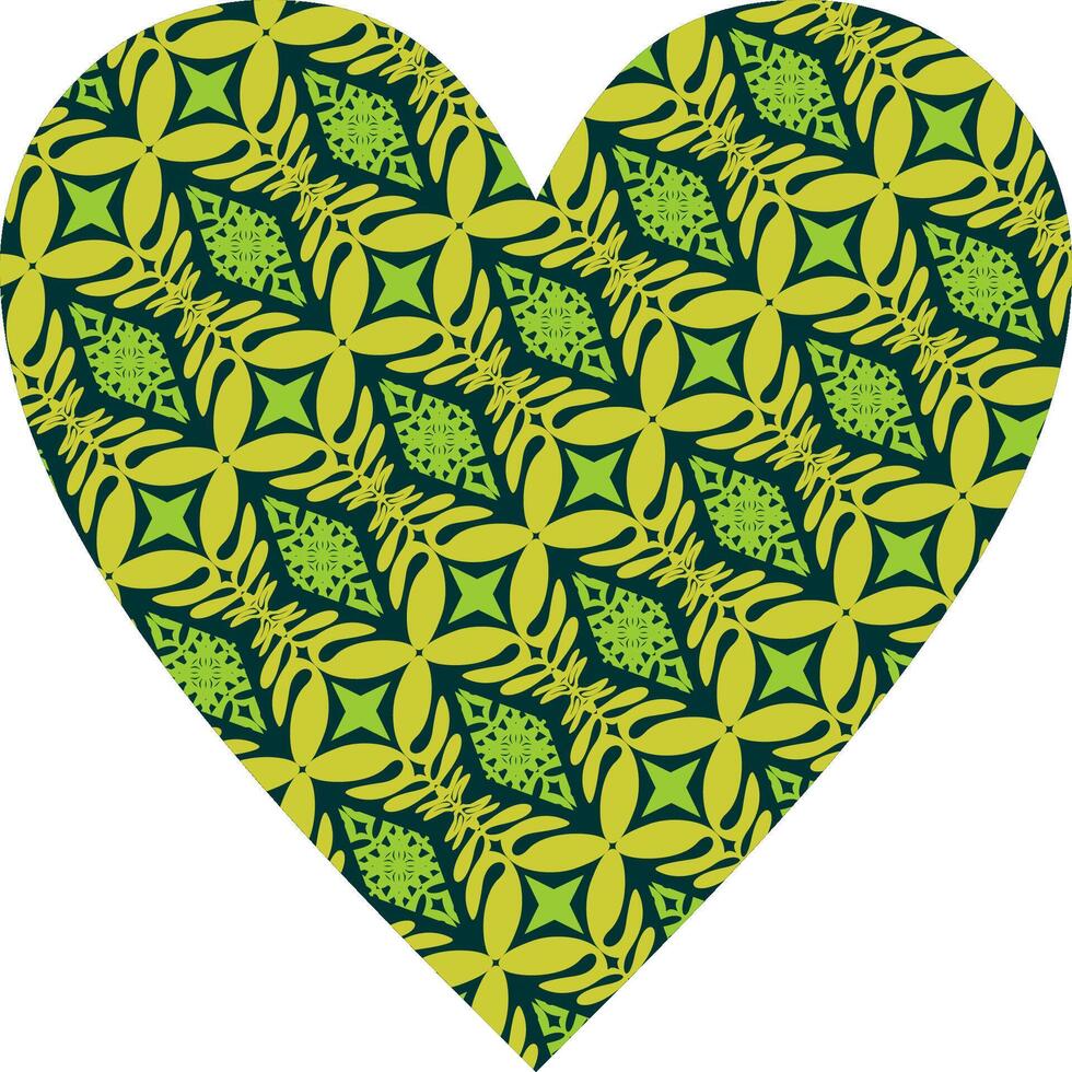 Heart-shaped ornament design, consisting of many patterns and colors vector