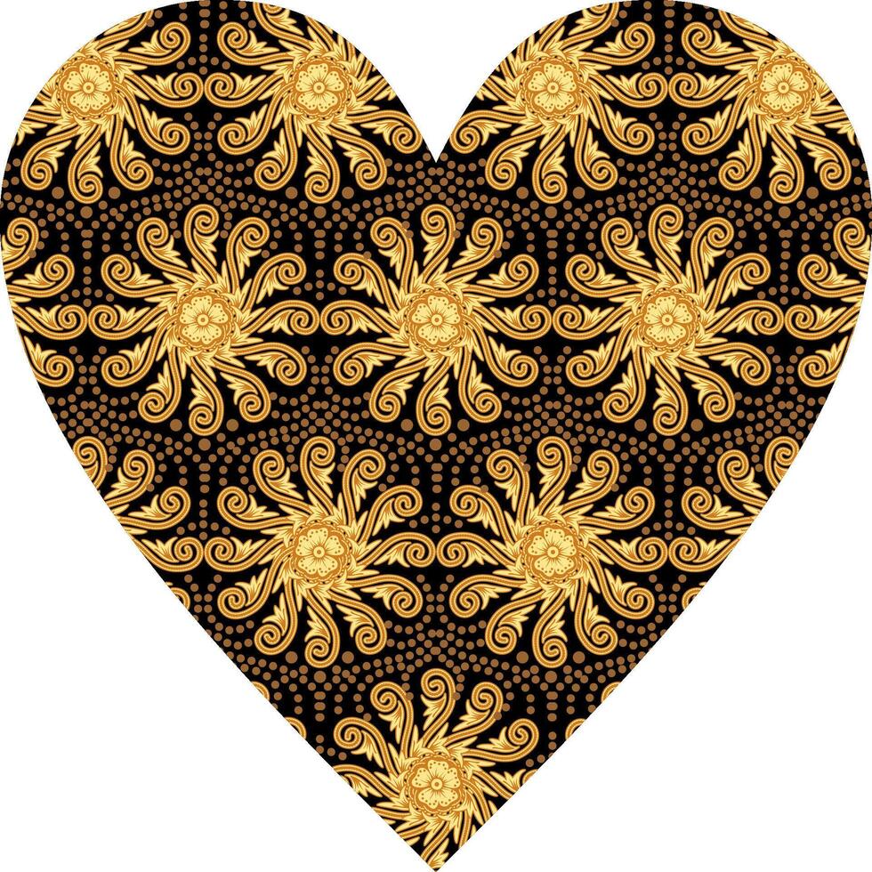 Heart-shaped ornament design, consisting of many patterns and colors vector