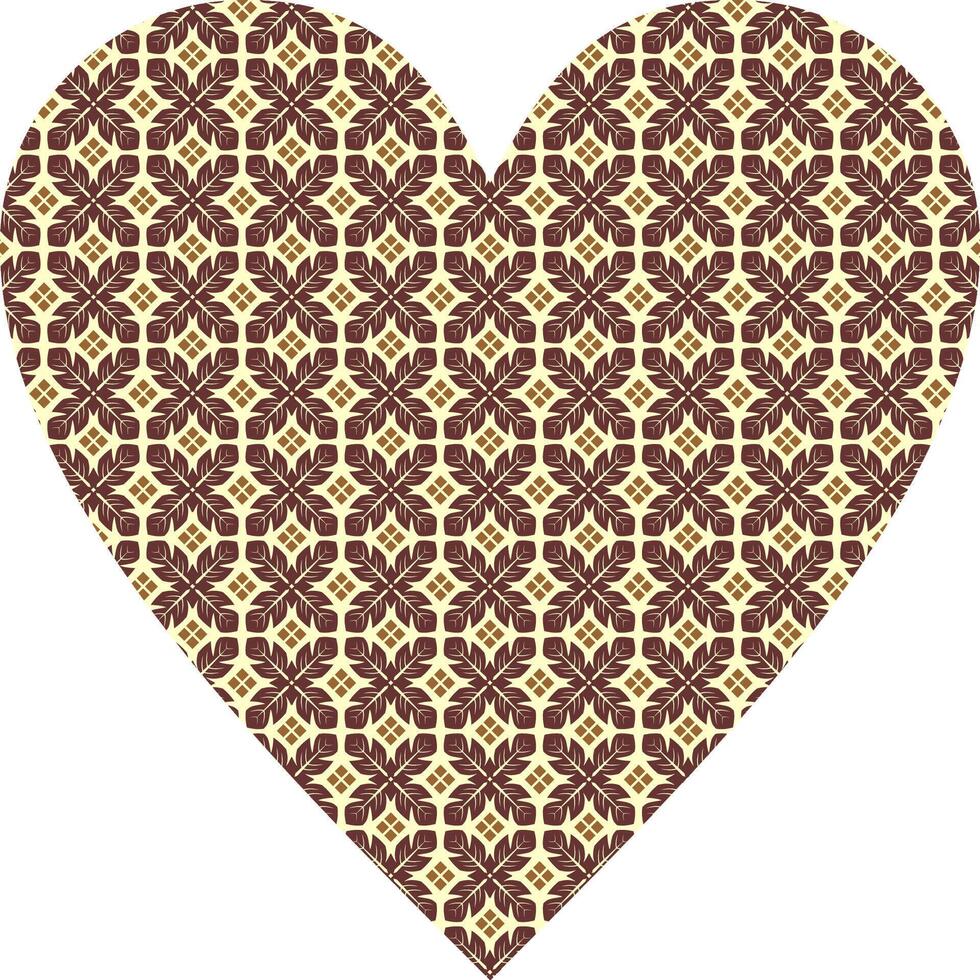 Heart-shaped ornament design, consisting of many patterns and colors vector