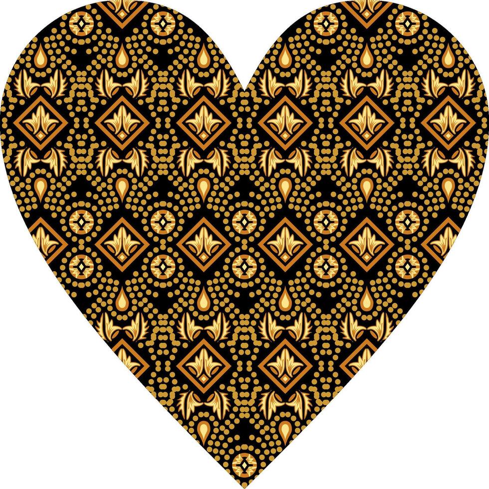 Heart-shaped ornament design, consisting of many patterns and colors vector