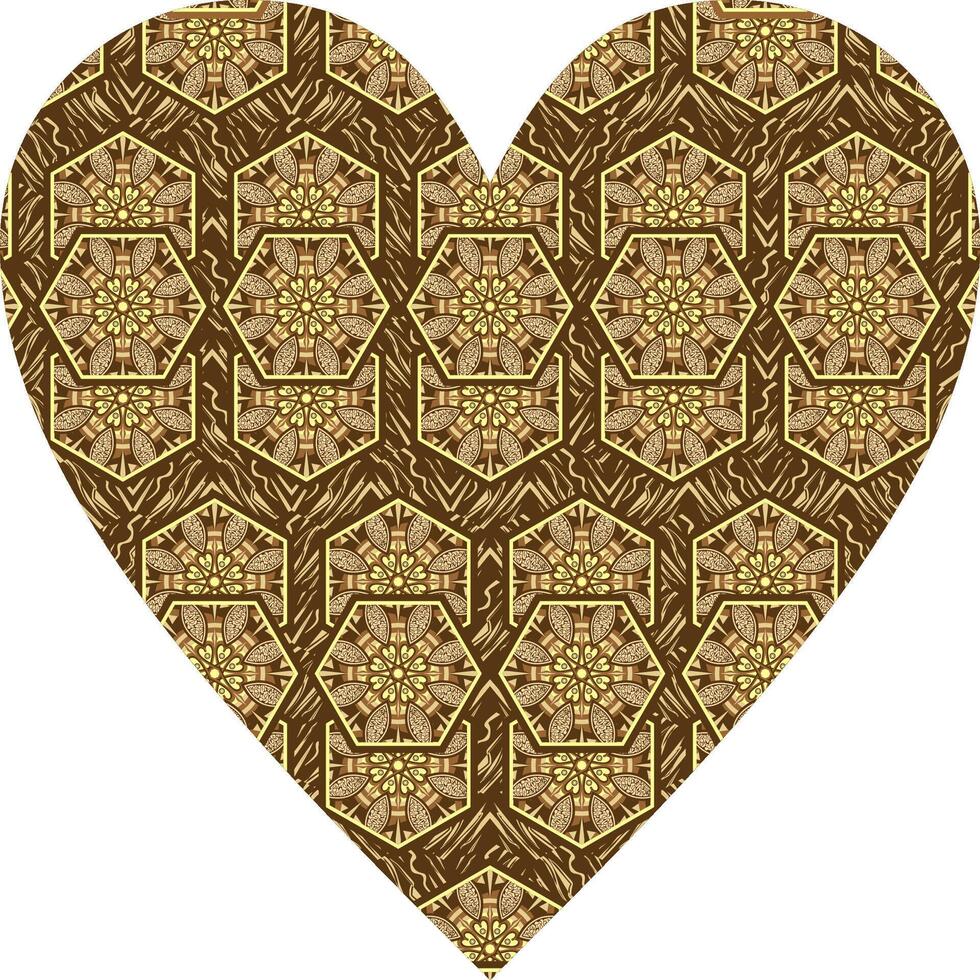 Heart-shaped ornament design, consisting of many patterns and colors vector