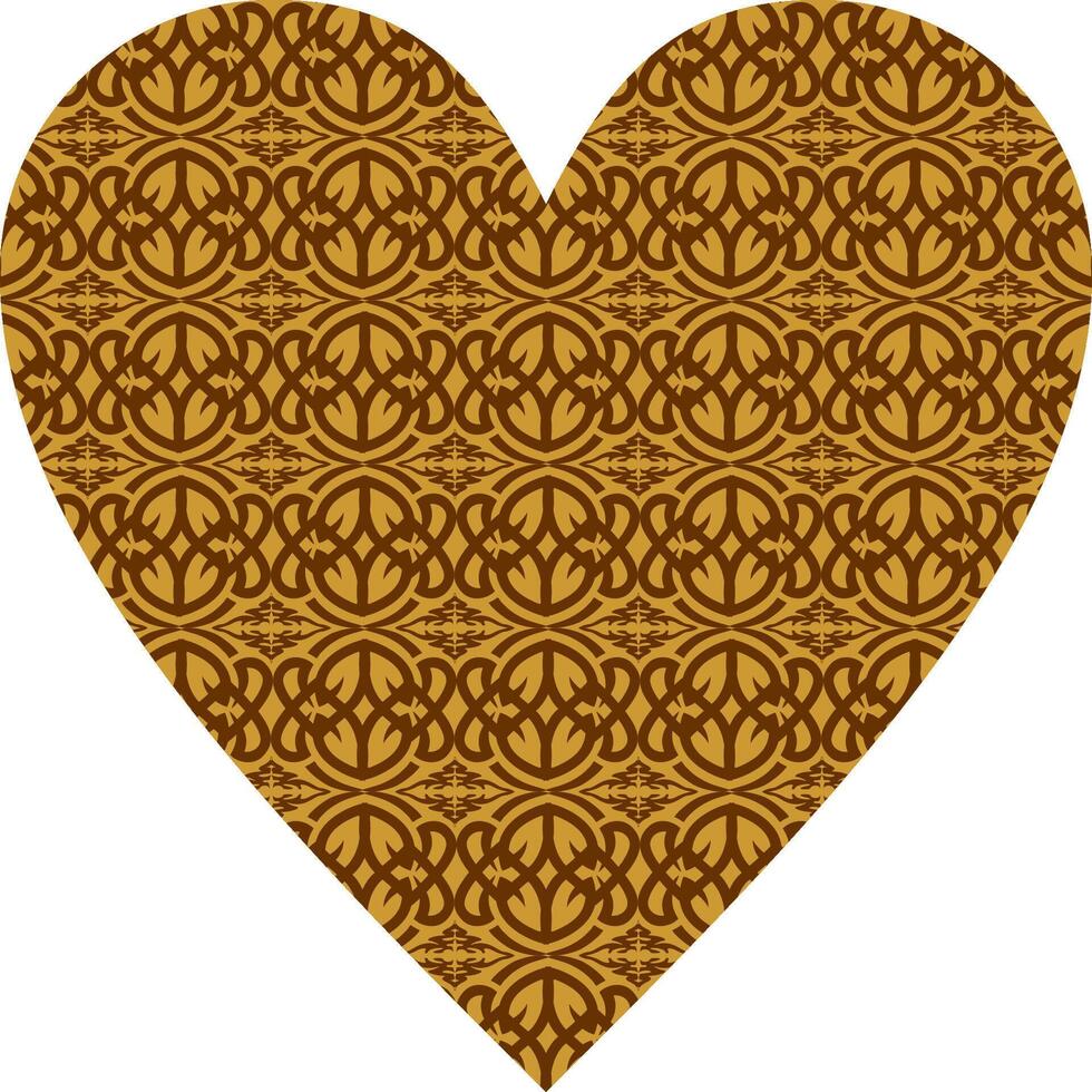 Heart-shaped ornament design, consisting of many patterns and colors vector