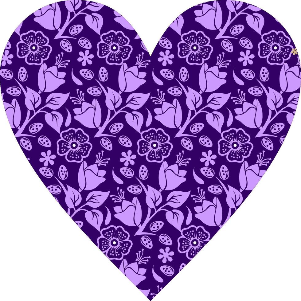 Heart-shaped ornament design, consisting of many patterns and colors vector