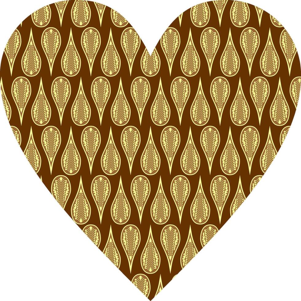 Heart-shaped ornament design, consisting of many patterns and colors vector