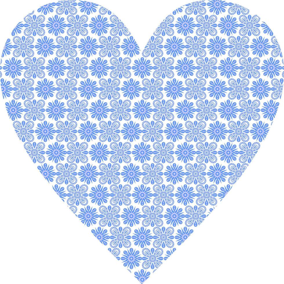 Heart-shaped ornament design, consisting of many patterns and colors vector