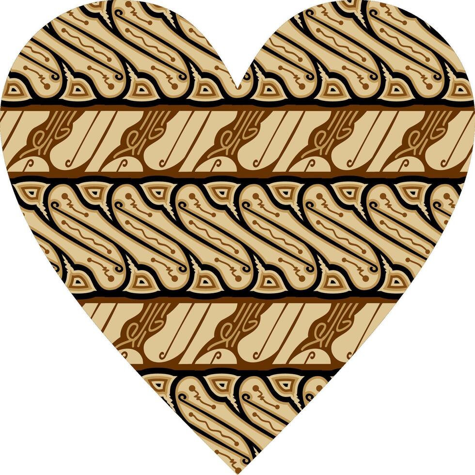 Heart-shaped ornament design, consisting of many patterns and colors vector