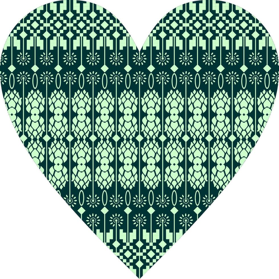 Heart-shaped ornament design, consisting of many patterns and colors vector