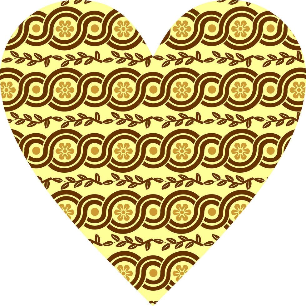 Heart-shaped ornament design, consisting of many patterns and colors vector