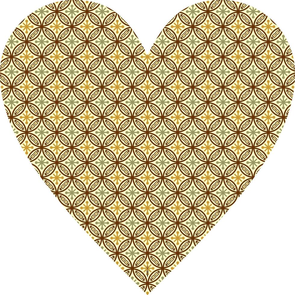 Heart-shaped ornament design, consisting of many patterns and colors vector