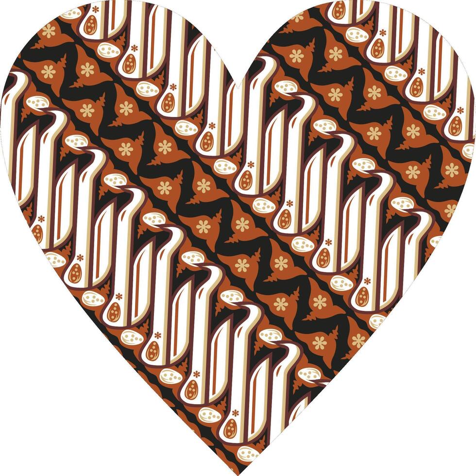 Heart-shaped ornament design, consisting of many patterns and colors vector