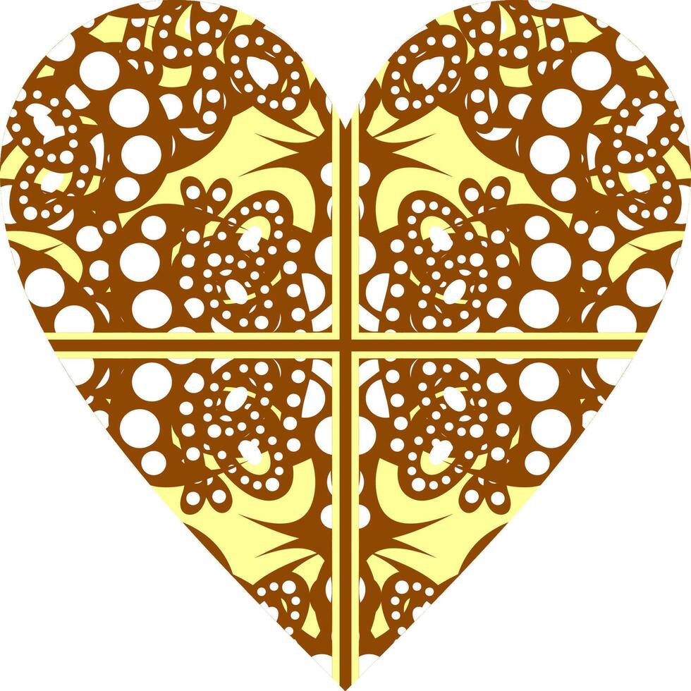Heart-shaped ornament design, consisting of many patterns and colors vector