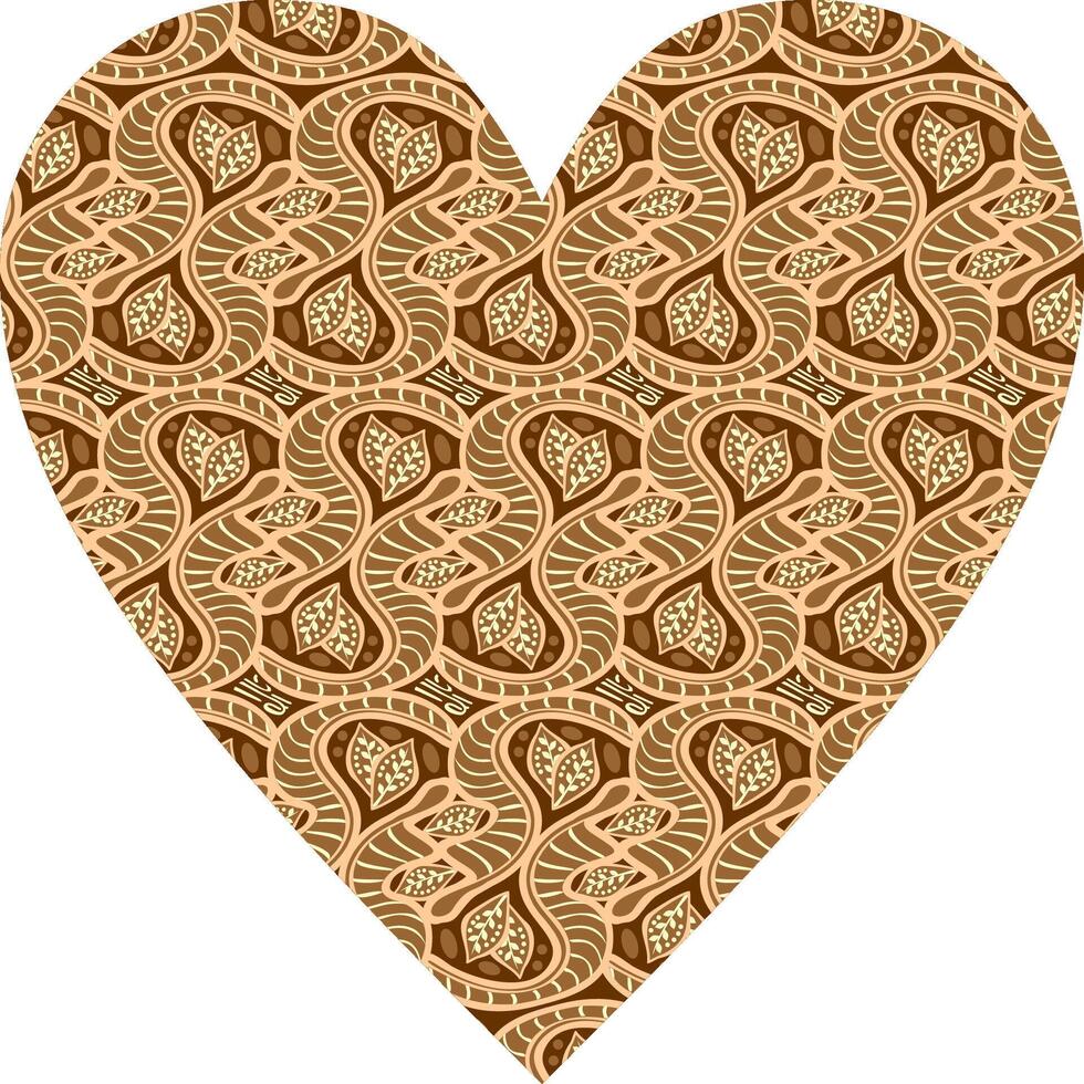 Heart-shaped ornament design, consisting of many patterns and colors vector