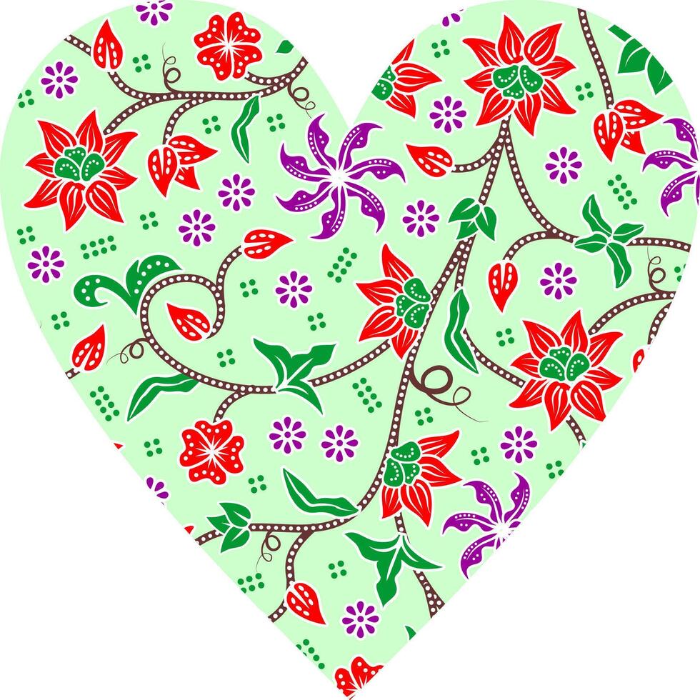 Heart-shaped ornament design, consisting of many patterns and colors vector