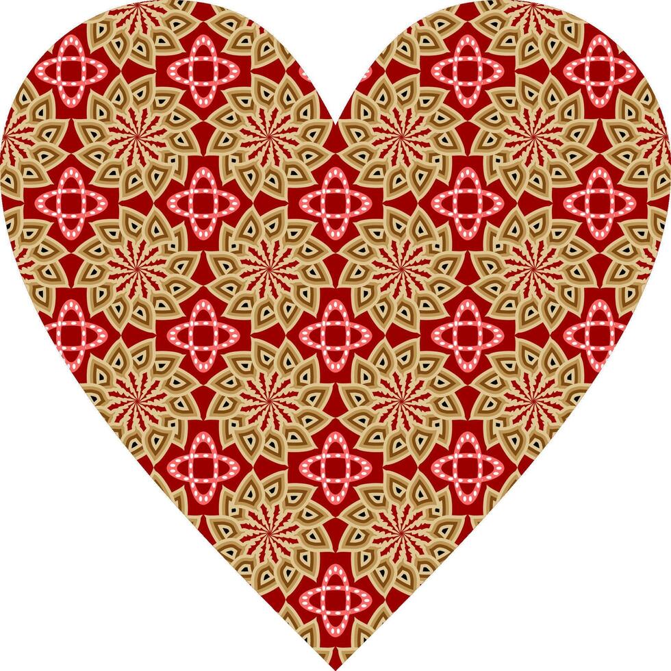Heart-shaped ornament design, consisting of many patterns and colors vector