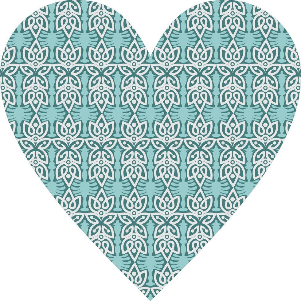 Heart-shaped ornament design, consisting of many patterns and colors vector