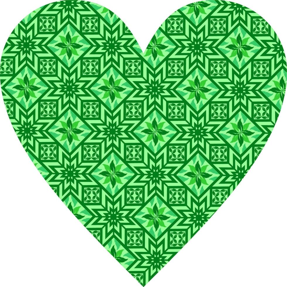 Heart-shaped ornament design, consisting of many patterns and colors vector