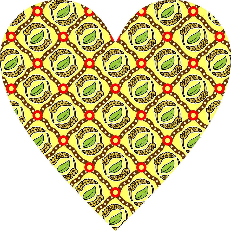 Heart-shaped ornament design, consisting of many patterns and colors vector