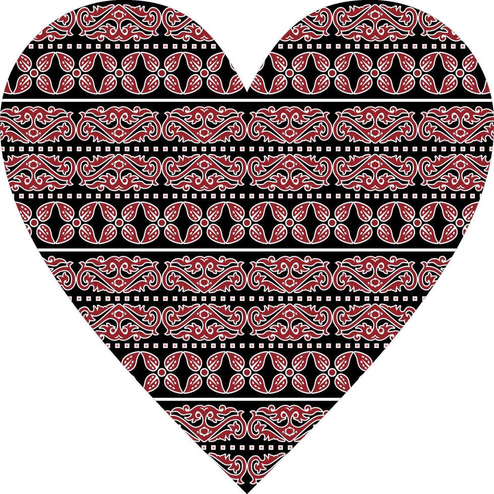 Heart-shaped ornament design, consisting of many patterns and colors vector