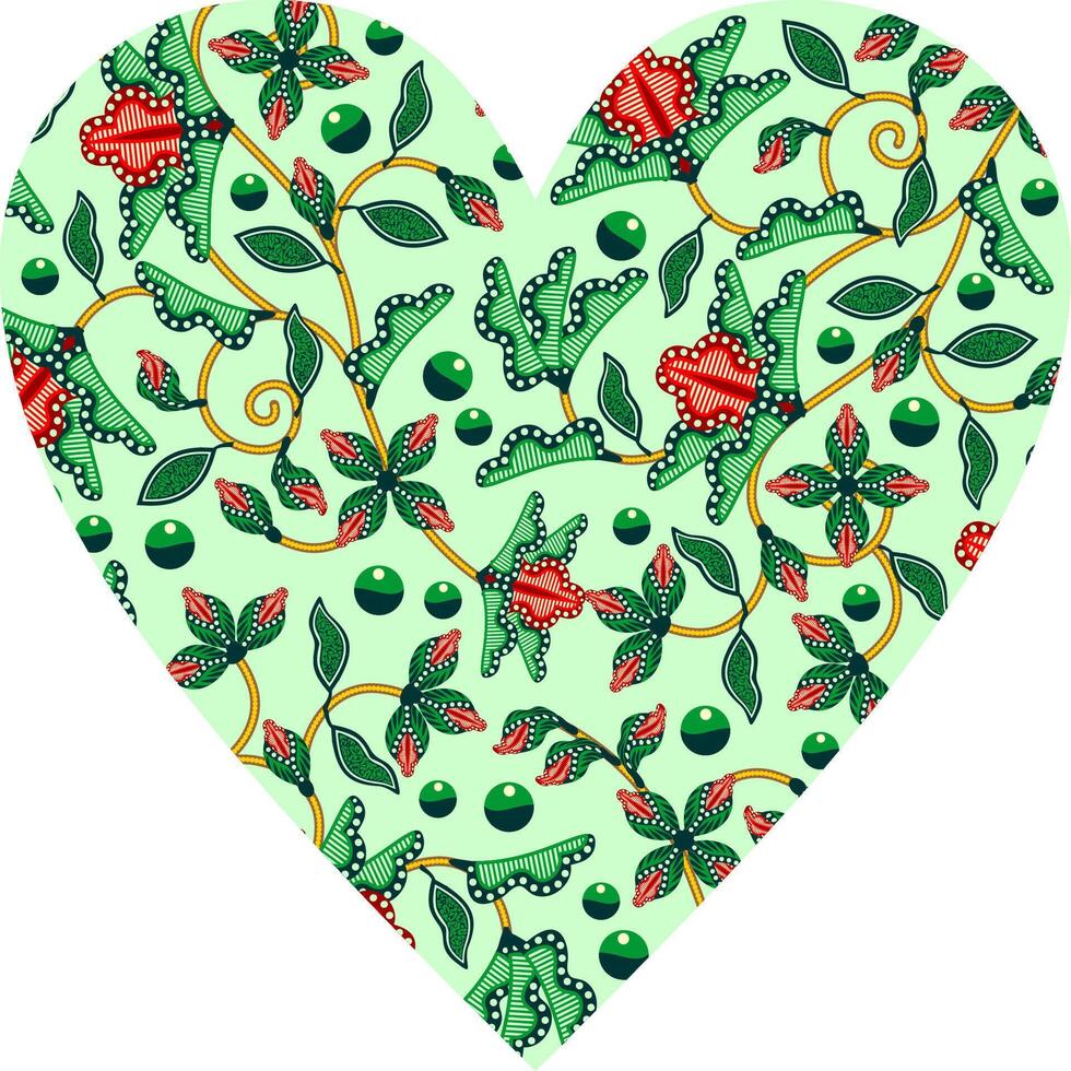 Heart-shaped ornament design, consisting of many patterns and colors vector