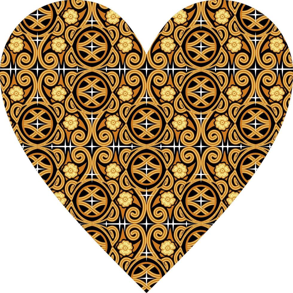 Heart-shaped ornament design, consisting of many patterns and colors vector
