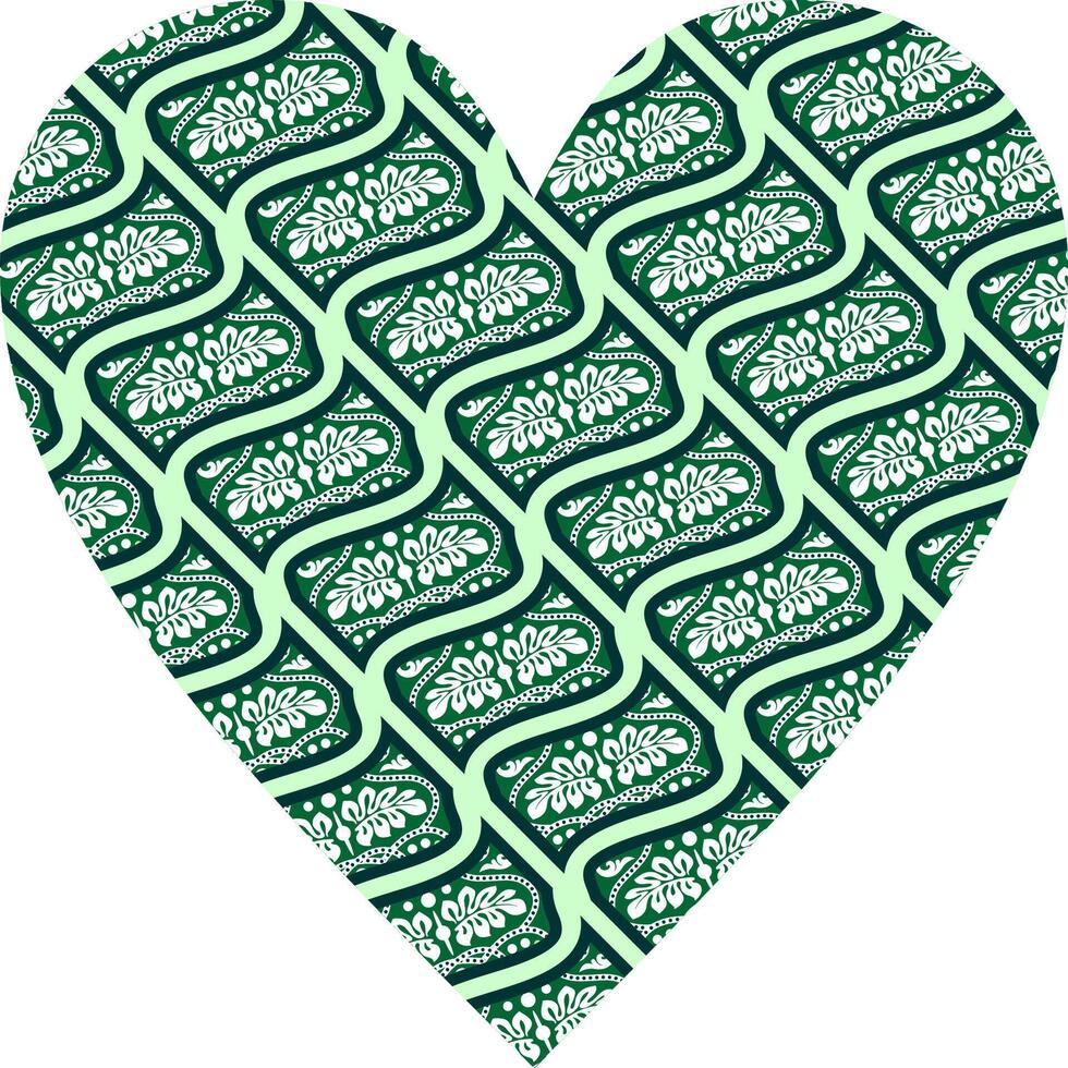 Heart-shaped ornament design, consisting of many patterns and colors vector